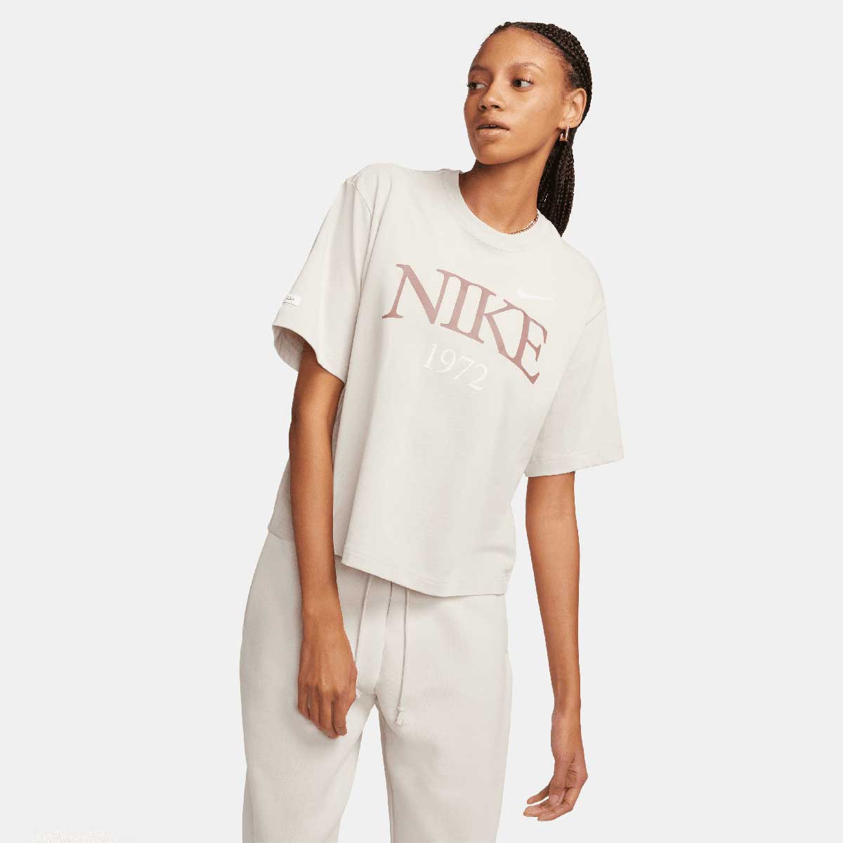 Tričko Nike W Classics Boxy T-Shirt, LT OREWOOD BRN Biela | FQ6600-104, 0