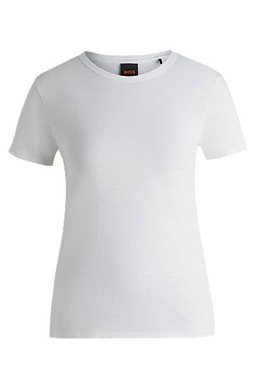 Tričko BOSS BOSS Regular Fit Slub Cotton T-Shirt Biela | 50504201