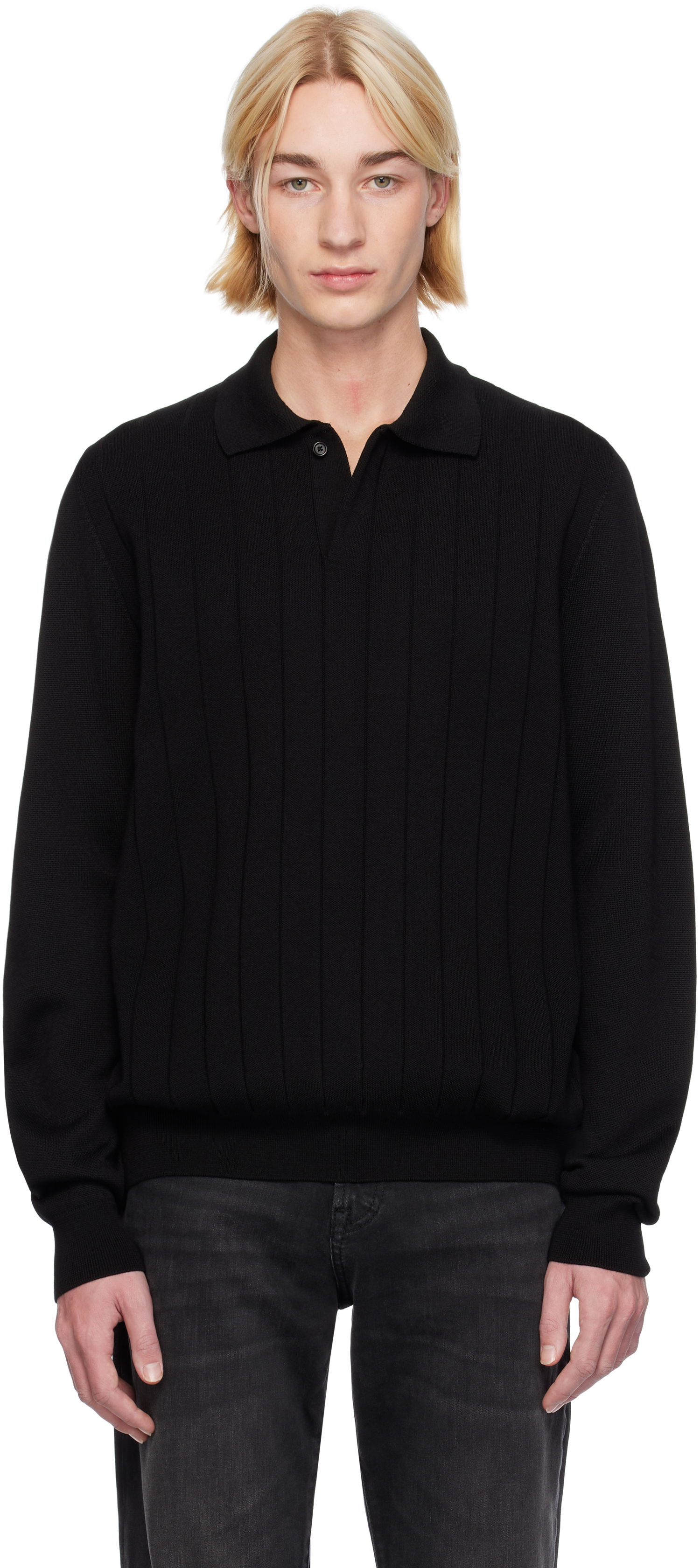 Polo tričko BOSS Wool Polo Sweater Čierna | 50531163, 0