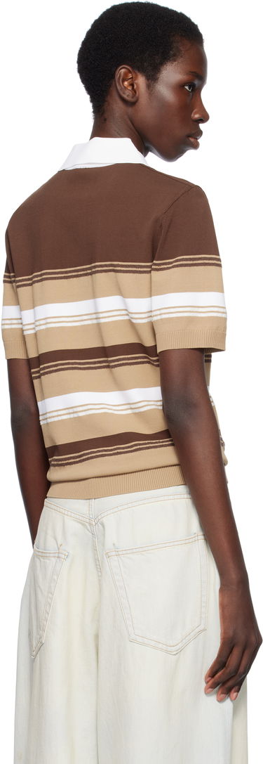 Polo tričko Casablanca Casablanca Knitted Striped Polo Hnedá | U-WS25-KW-907-01, 2