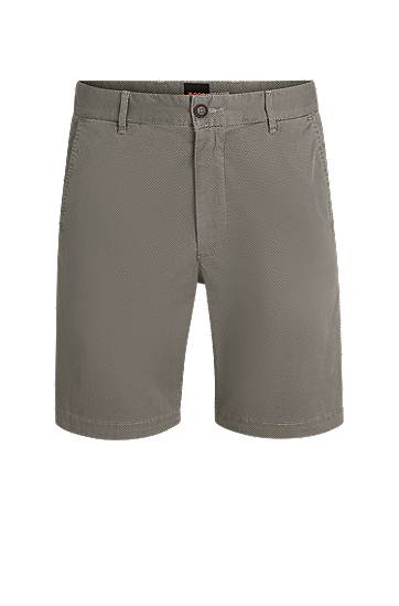 Šortky BOSS Slim-Fit Stretch Cotton Twill Chino Shorts Šedá | 50536884, 0