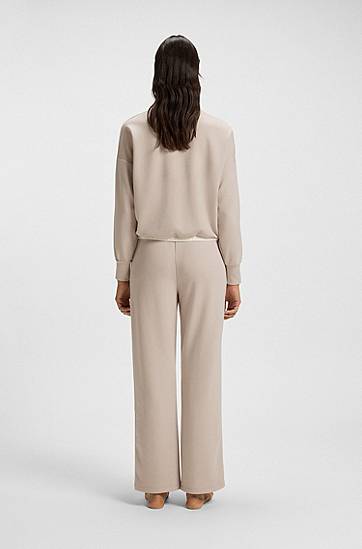 Mikina BOSS Zip-neck sweatshirt with contrast details Béžová | 50550718, 1