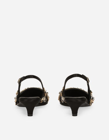 Doplnky Dolce & Gabbana Dolce & Gabbana Satin Embroidered Slingbacks Čierna | CG0801AW1158M691, 2