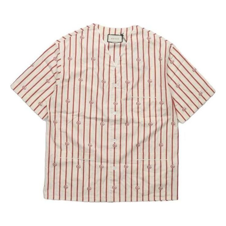 Košeľa Gucci Double G Stripe Bowling Shirt Biela | 618919-ZAERI-9647, 0