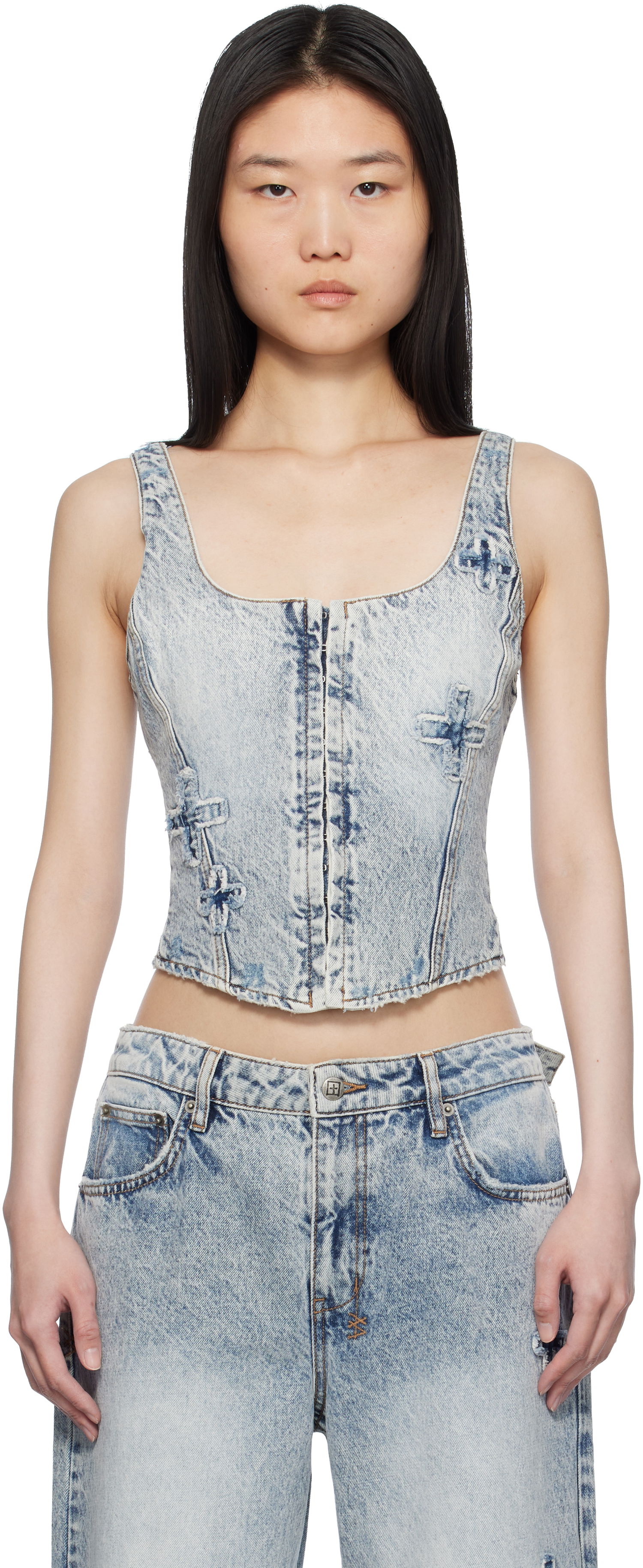 Tielko Ksubi Ksubi Gigi Bustier Klassic Kraftwerk Denim Tank Top Modrá | WPS25FT002, 0