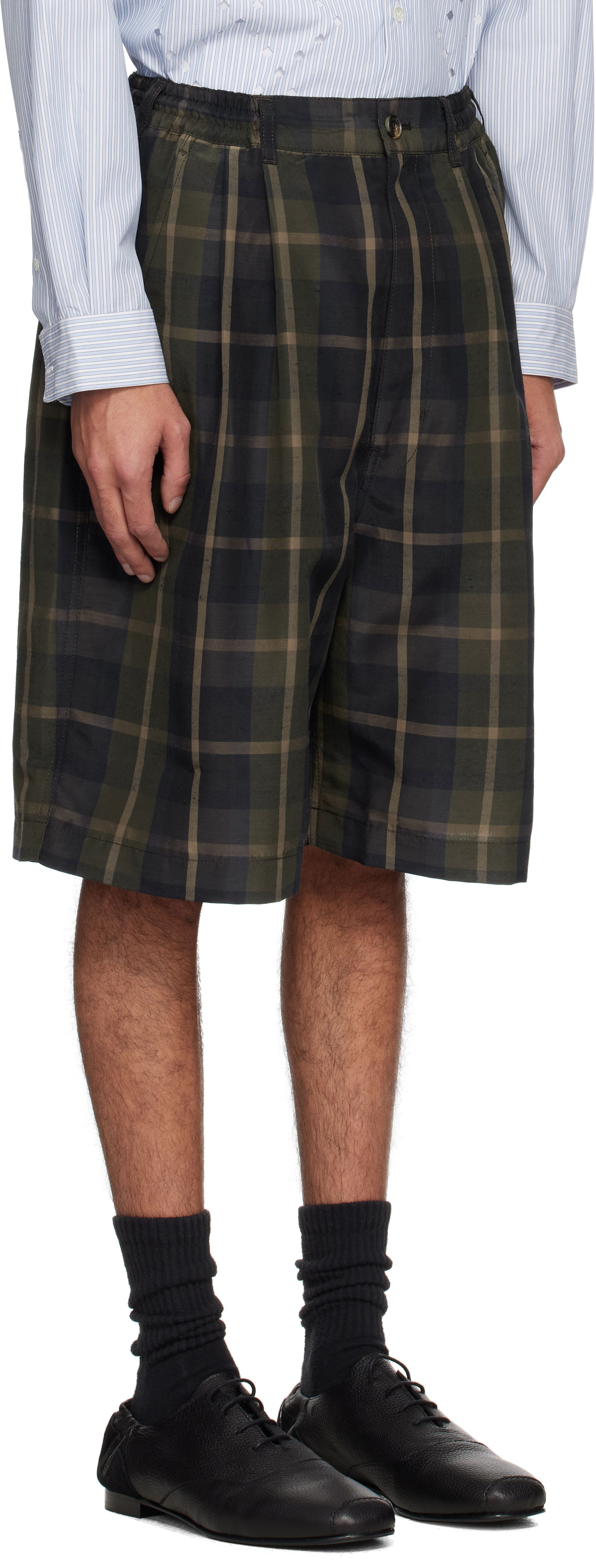 Šortky Comme des Garçons Comme des Garçons Homme Pleated Plaid Shorts Zelené | HO-P035-051, 1