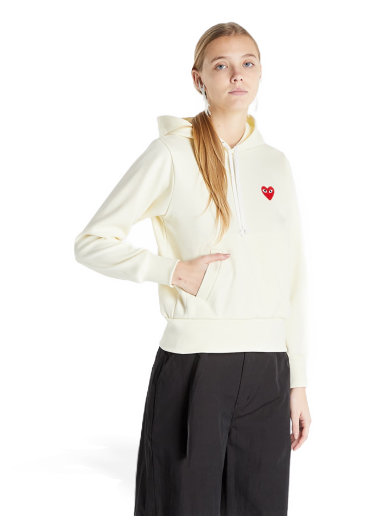 Mikina Comme des Garçons PLAY Sweatshirt Knit Hoodie Žltá | AZT173 Ivory