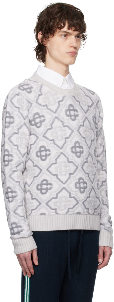 Sveter Casablanca Casablanca Monogram Knit Sweater Šedá | MPS25-KW-829-01, 1