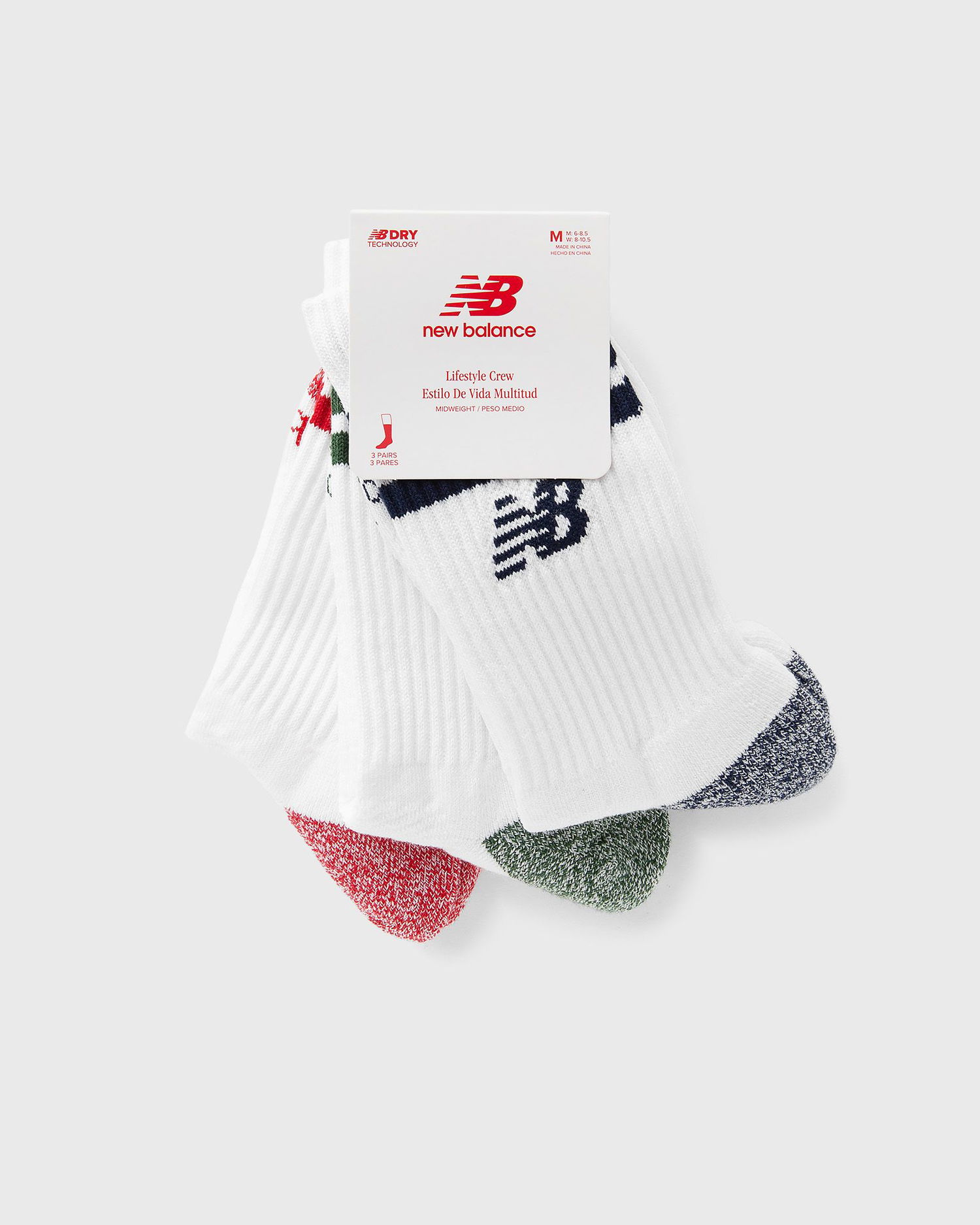 Ponožky New Balance Midweight Crew Socks 3 Pairs Biela | LAS35210-AS1, 0