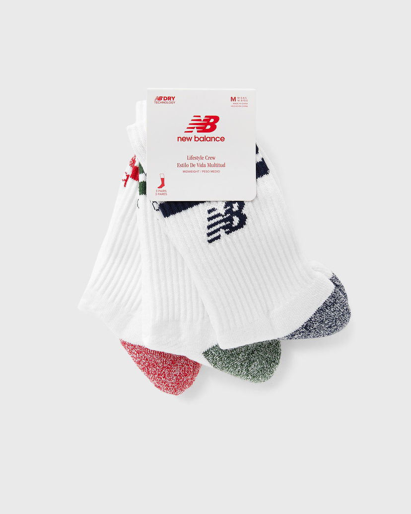 Ponožky New Balance Midweight Crew Socks 3 Pairs Biela | LAS35210-AS1