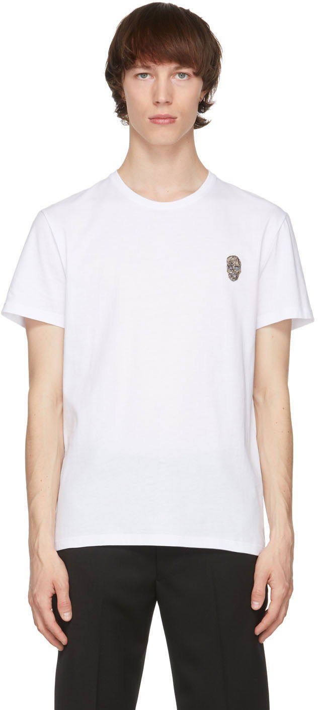 Tričko Alexander McQueen Alexander McQueen Skull Badge T-Shirt Biela | 662486QRX04