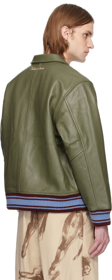 Bomber bunda KidSuper KidSuper Patchwork Face Leather Varsity Jacket Zelené | SS25-OW-05, 2