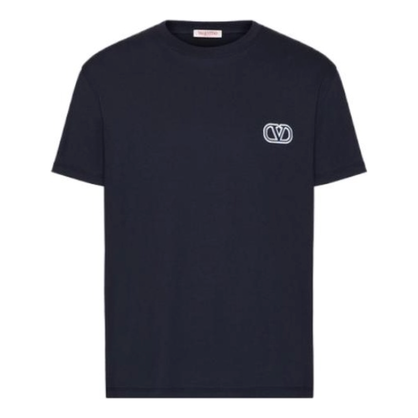 Tričko Valentino Valentino Embroidered Logo T-Shirt Navy | 4V3MG10V9LJONO