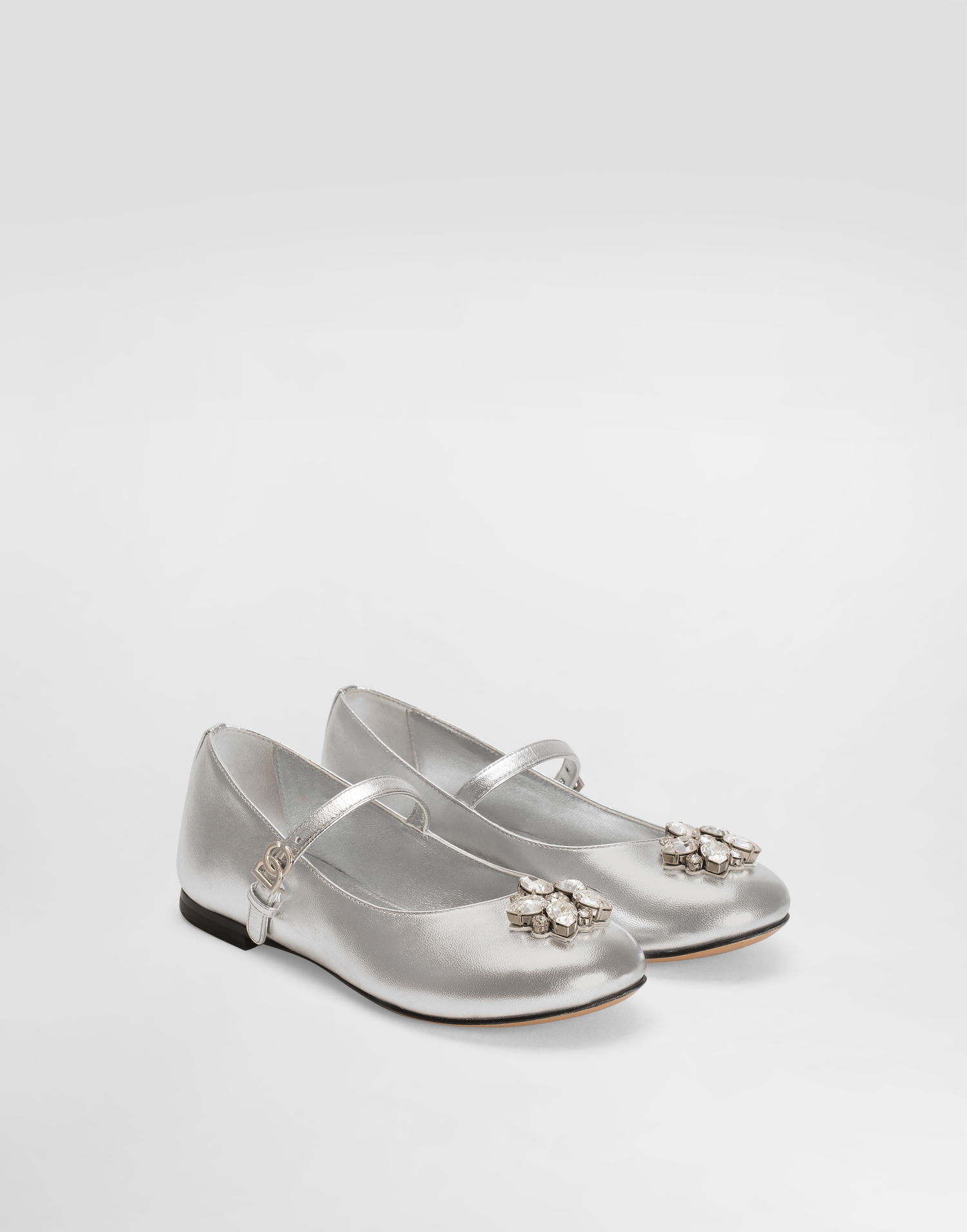 Tenisky a topánky Dolce & Gabbana Nappa Leather Ballet Flats With Brooches Metalická | D11376AX26180998, 1