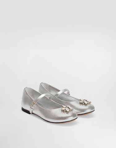 Tenisky a topánky Dolce & Gabbana Nappa Leather Ballet Flats With Brooches Metalická | D11376AX26180998, 1