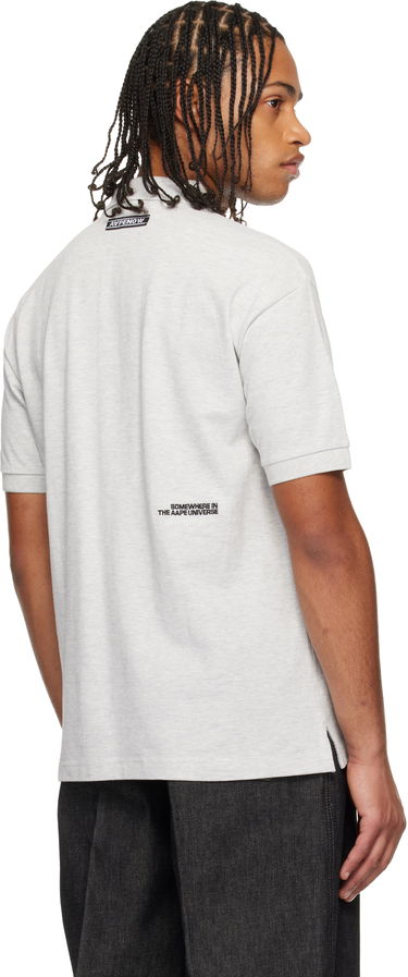 Polo tričko AAPE by A Bathing Ape 'AAPENOW' Moonface Logo Short Sleeve Polo Šedá | AAPPOM1609XANWH2, 2
