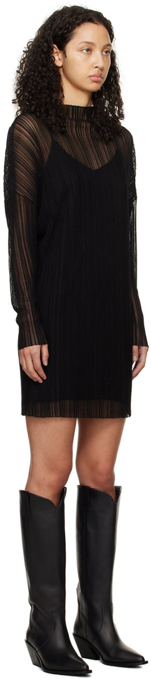 Šaty Anine Bing Anine Bing Clare Pleated Sheer Mini Dress Čierna | A-02-0442-000, 1