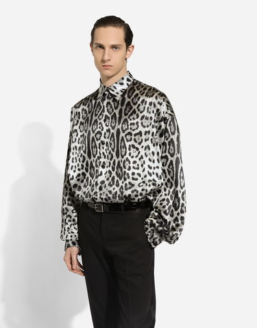 Košeľa Dolce & Gabbana Silk Shirt Leopard-print Šedá | G5MG0TIS1WTHI13N, 3