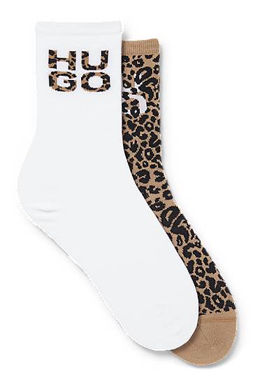 Ponožky BOSS Two-Pack of Socks with Leopard Print Hnedá | 50543172, 0