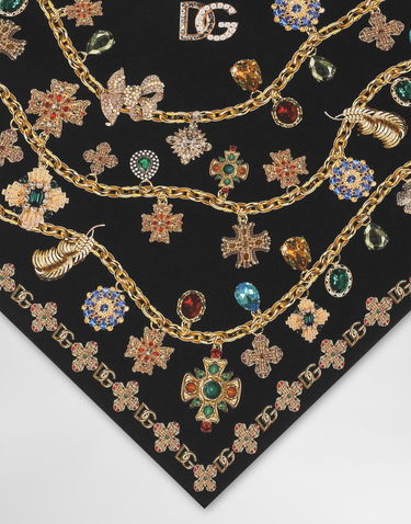 Šál Dolce & Gabbana Dolce & Gabbana Silk Twill Jewelry Print Stole Čierna | FS326AGDDAYHN5SB, 3