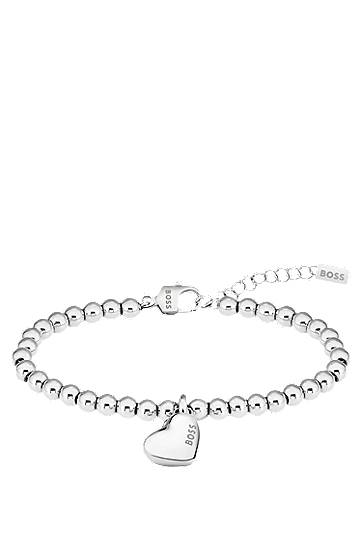 Náramok BOSS BOSS Beaded Bracelet with Heart Charm Metalická | 1580642