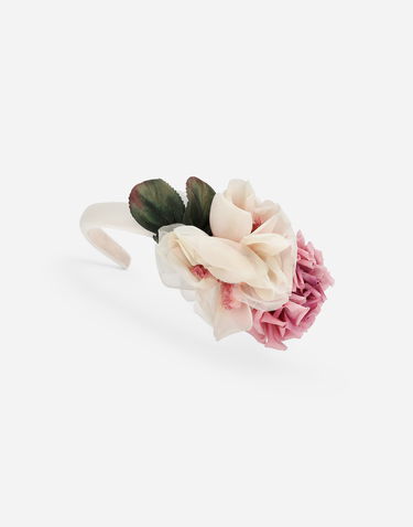 Doplnky Dolce & Gabbana Dolce & Gabbana Satin Hairband with 3D Floral Appliqué Biela | LB3L59G7N4SS9000, 3