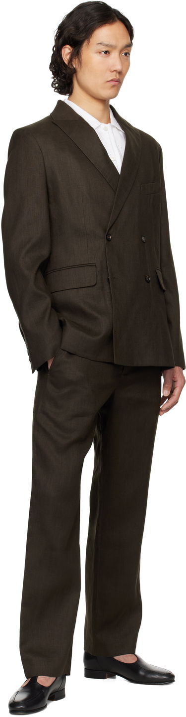 Nohavice Bode Bode Lightweight Linen Side-Buckle Trousers Hnedá | MRS25BT072, 3