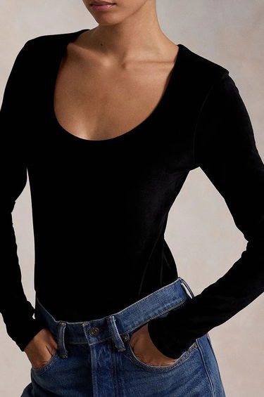 Body Polo by Ralph Lauren Black Velvet Bodysuit Čierna | 211947942, 2
