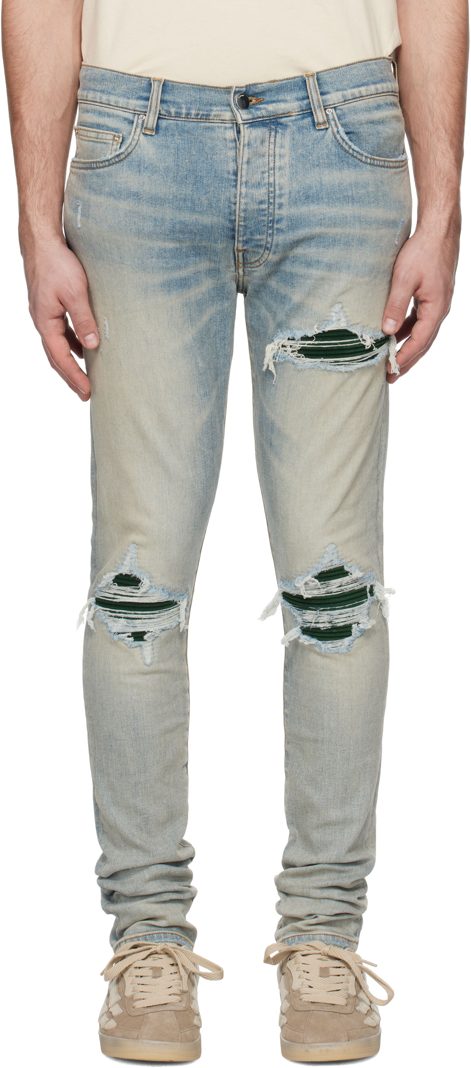 Džínsy AMIRI MX1 Suede Patch Slim Jeans Modrá | AMDNSY1135, 0
