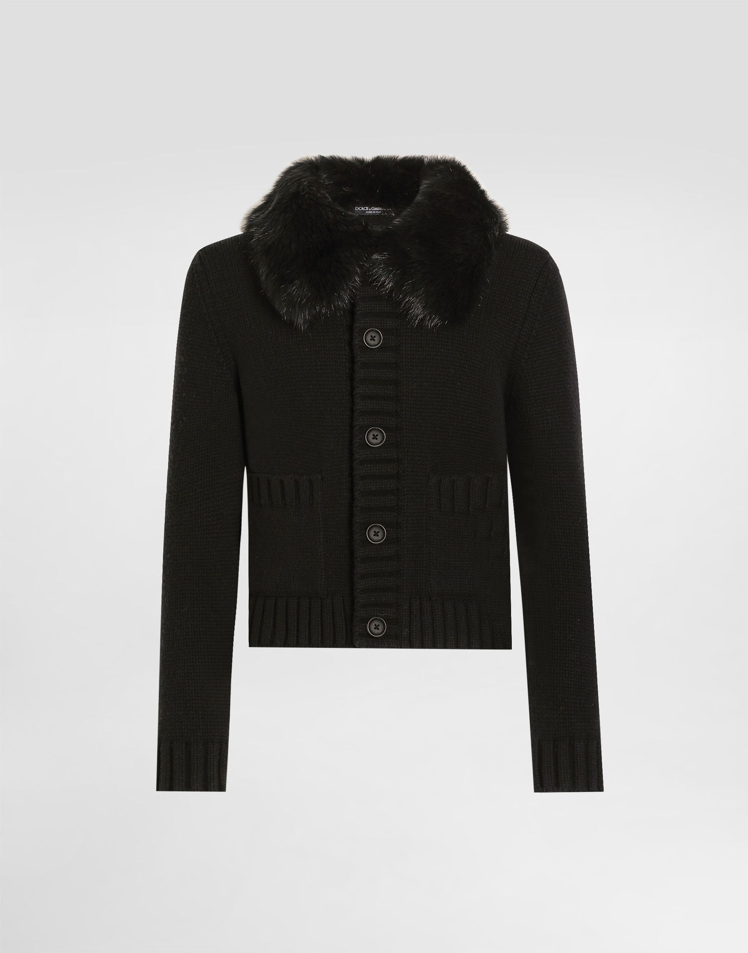Bunda Dolce & Gabbana Dolce & Gabbana Wool Jacket with Faux Fur Collar Čierna | GXVD3ZJDVBZN0000, 0