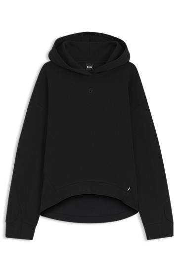 Mikina BOSS Cotton-blend hoodie with Double B monogram Čierna | 50550339