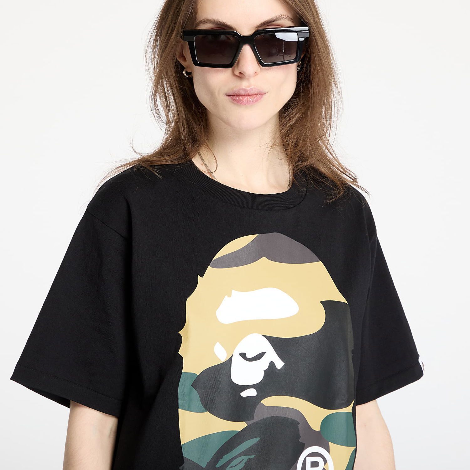 Tričko BAPE A BATHING APE Giant 1St Camo Big Ape Head Tee Čierna | 001TEL301015MBKD, 1