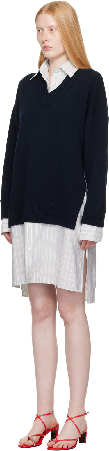 Sveter Stella McCartney Stella McCartney Crewneck Jumper Shirt Dress Navy | 6K10643S2583, 3