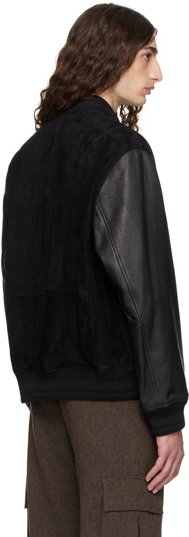 Bomber bunda BOSS Hugo Embossed-Logo Suede & Leather Bomber Jacket Čierna | 50541881, 2