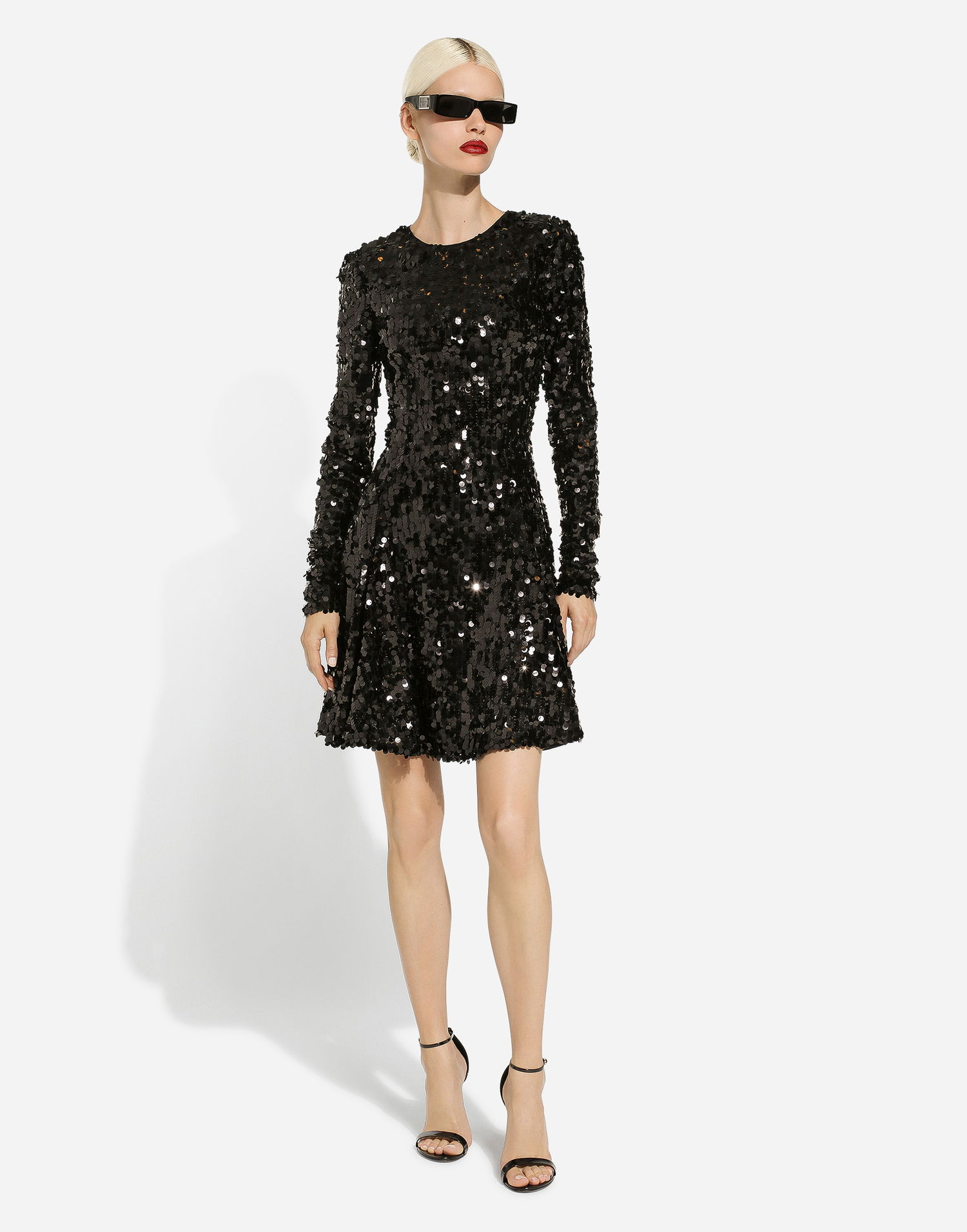 Šaty Dolce & Gabbana Sequined Long-Sleeved Party Dress Čierna | F6DHCTFLSA8N0000, 1