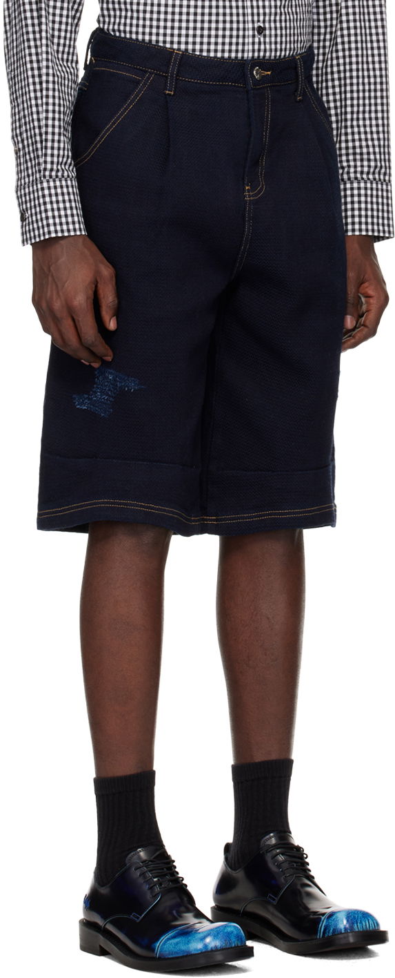 Printed Denim Shorts