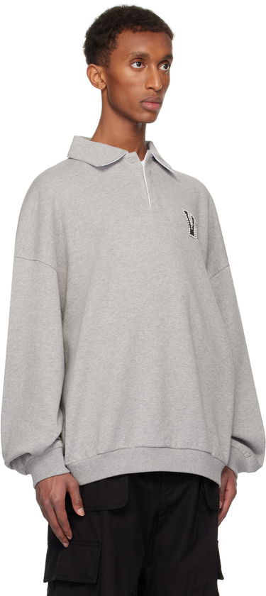 Sveter We11done We11done Pearl Logo Polo Sweatshirt Šedá | WD-TS3-24-739-U-MG, 1