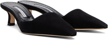 Šperky Manolo Blahnik Manolo Blahnik Moiramu Suede Heeled Mules Čierna | 225-1957, 3