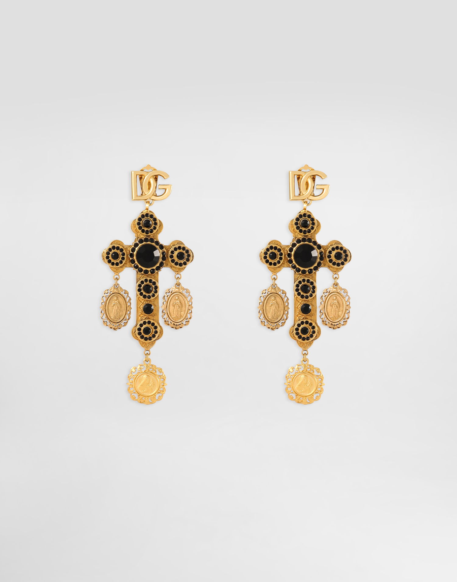 Náušnice Dolce & Gabbana Dolce & Gabbana Drop Cross Earrings with Votive Medallions Metalická | WER4C3W1111ZOO00, 0