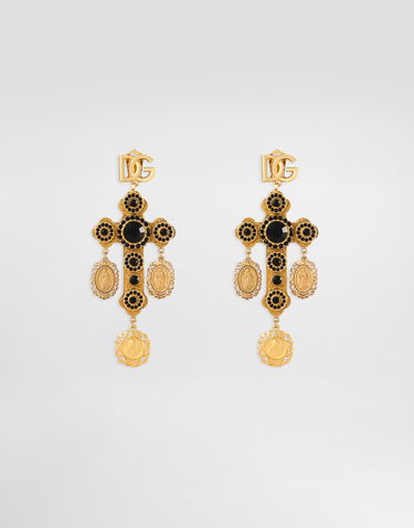 Náušnice Dolce & Gabbana Dolce & Gabbana Drop Cross Earrings with Votive Medallions Metalická | WER4C3W1111ZOO00, 0