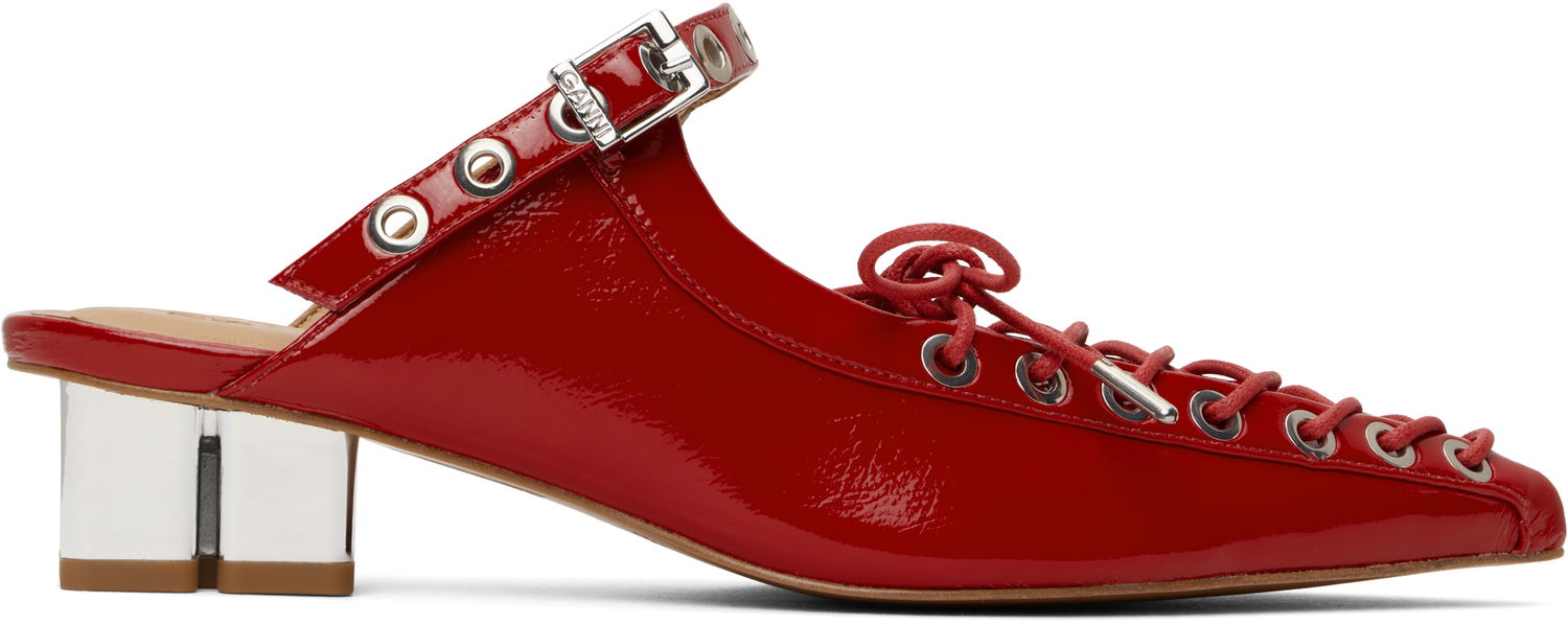 Tenisky a topánky GANNI GANNI Lace-Up Mules Červená | S2964, 0