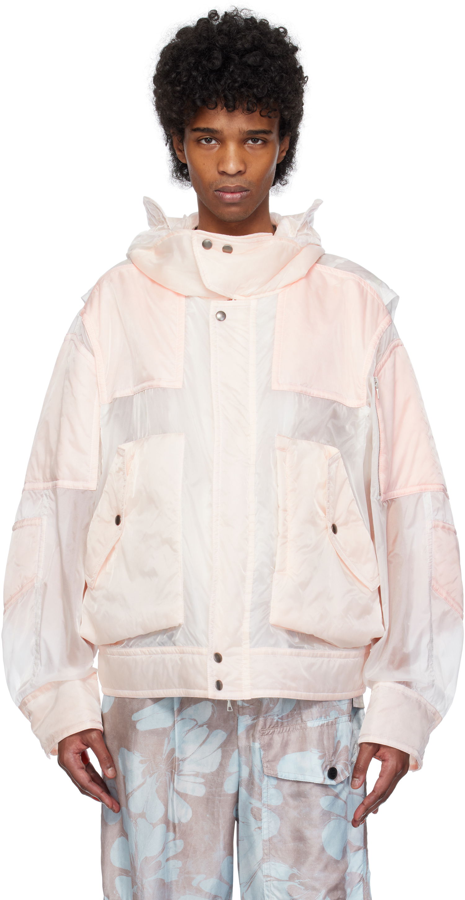 Vetrovka Dries Van Noten Dries Van Noten Satin Hooded Jacket Ružová | 251-020519-1256, 0