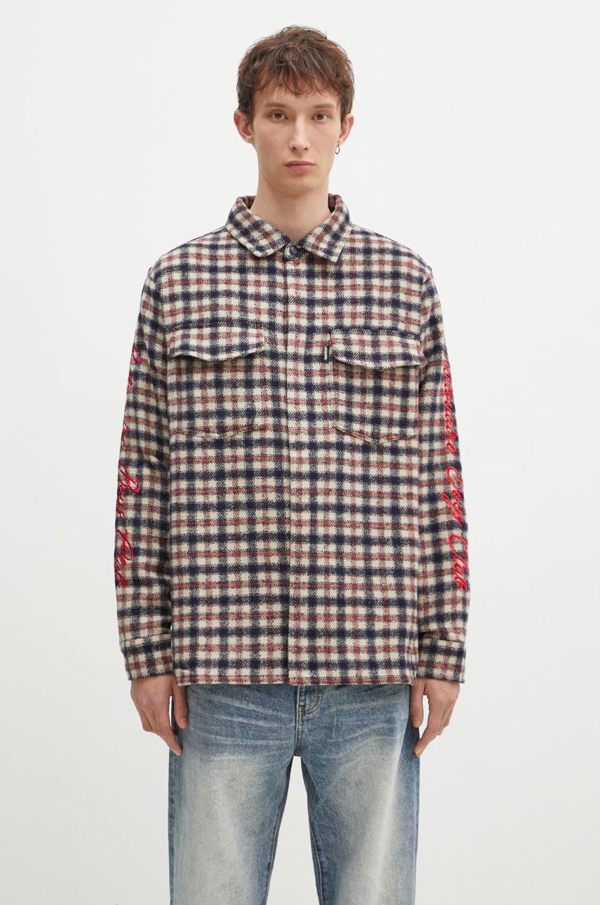 Košeľa BILLIONAIRE BOYS CLUB Men's Regular Fit Embroidered Checked Shirt Modrá | B24429, 0
