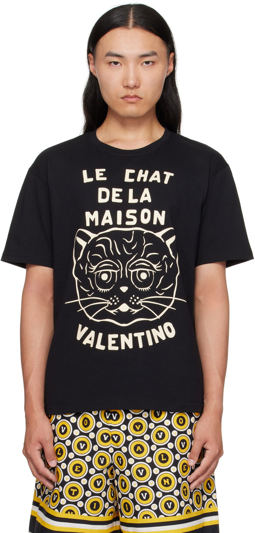 Tričko Valentino Valentino 'Le Chat De La Maison' Cotton T-Shirt Čierna | 7V3MG16PB32