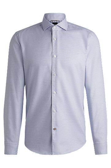 Košeľa BOSS Casual-Fit Patterned Cotton Shirt Modrá | 50533712, 0
