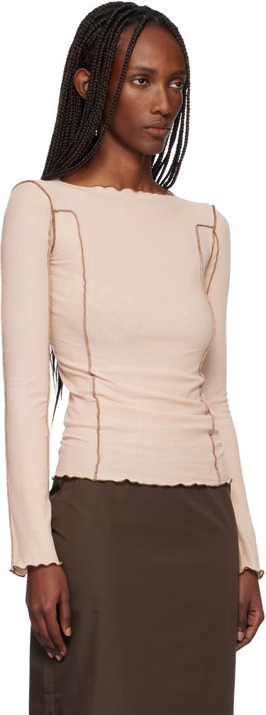 Tričko Baserange Omato Ribbed Exposed Seam Long Sleeve Top Béžová | TTOML-CR-WI25, 1