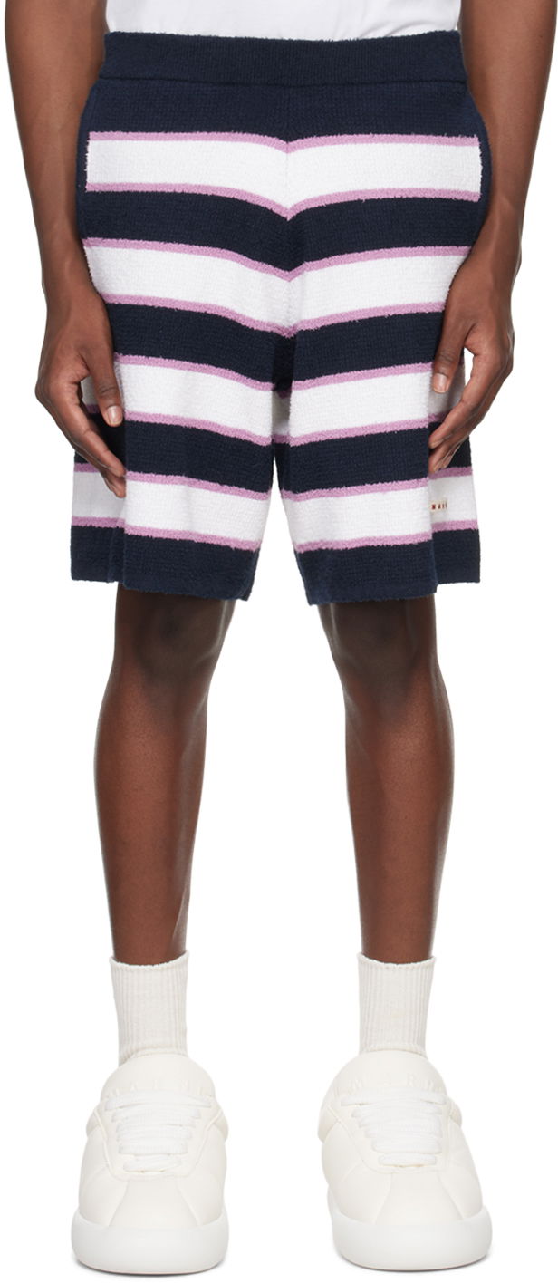 Šortky Marni Striped Shorts Navy | PUMG0036Q0 UFC206