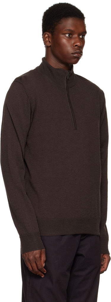 Mikina WOOD WOOD Quarter-Zip Long Sleeve Sweater Hnedá | 12235508-4082, 1