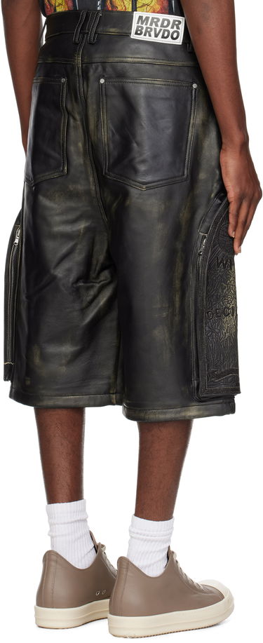Šortky Who Decides War Who Decides War Side Embroidery Mid-Length Leather Shorts Čierna | 1121000031SS25, 2
