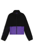 Teddy jacket with colour-blocking and embroidered logo